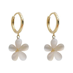 Cat's Eye & 18K Gold-Plated Flower Huggie Earrings