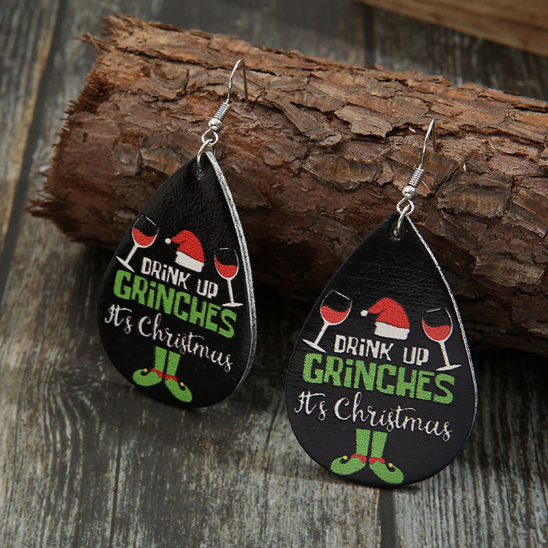 Black & Silver-Plated 'It's Christmas' Drop Earrings