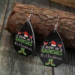 Black & Silver-Plated 'It's Christmas' Drop Earrings