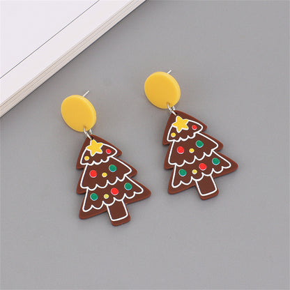 Yellow and 18K Gold-Plated Tree Cookie Drop Earrings, gold drop earrings for women, dainty minimalist design, side view