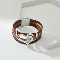 Brown & Cubic Zirconia 'Love' Heart Layered Bracelet