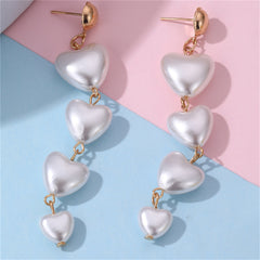 Pearl & 18K Gold-Plated Heart Drop Earrings
