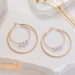 Pearl & 18K Gold-Plated Double Hoop Earrings