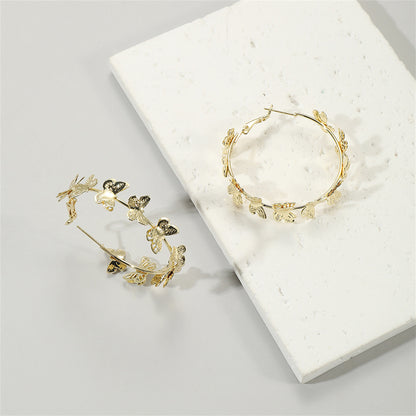 18K Gold-Plated Butterfly Hoop Earrings, vintage-inspired design, lifestyle look