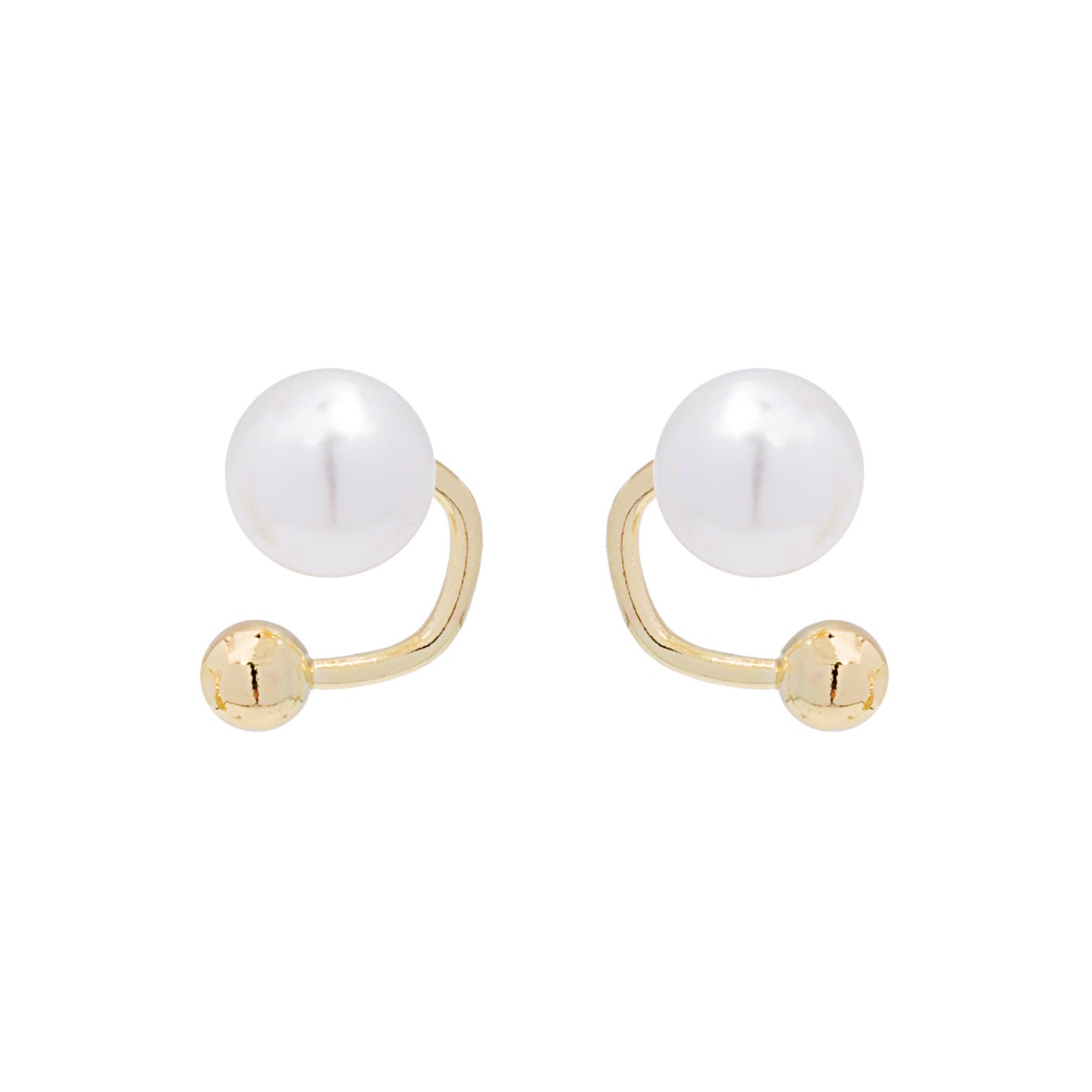 White Pearl & 18K Gold-Plated U-Shaped Ear Jackets