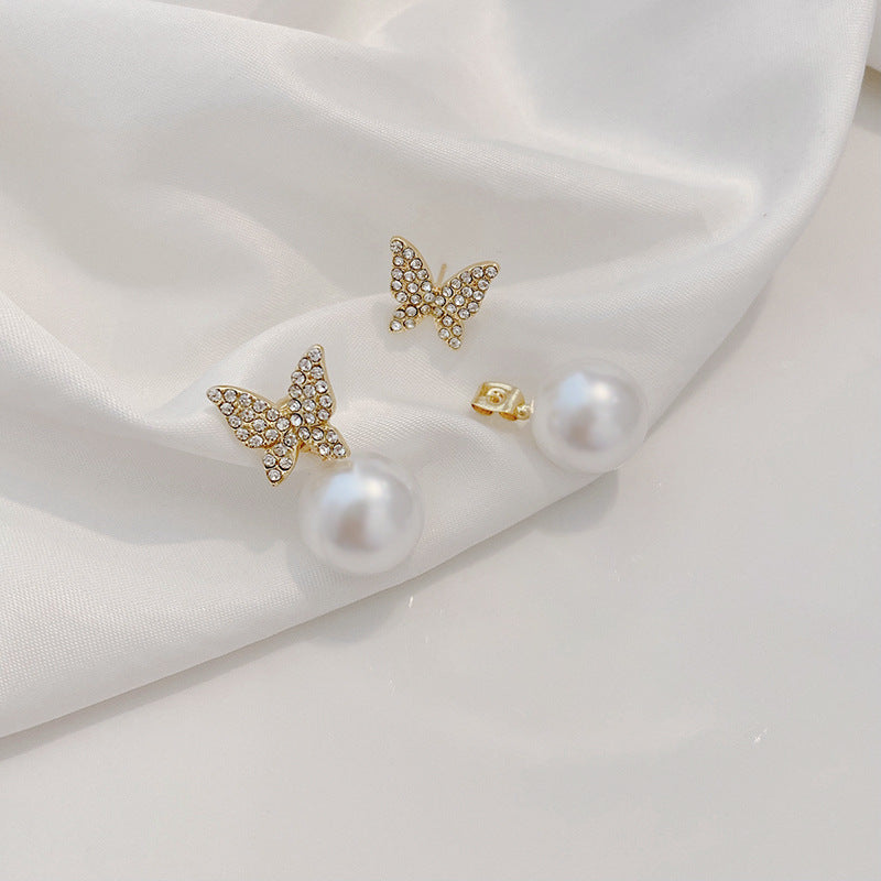 Pearl & Cubic Zirconia Pavé Butterfly Ear Jackets