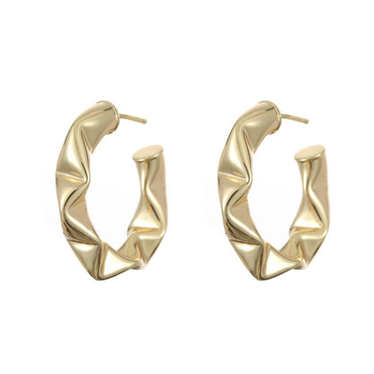18K Gold-Plated Textured Huggie Earrings, gold huggie earrings, botanical inspired, side view