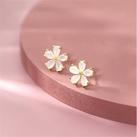 Cats Eye & 18k Gold-Plated Flower Stud Earrings