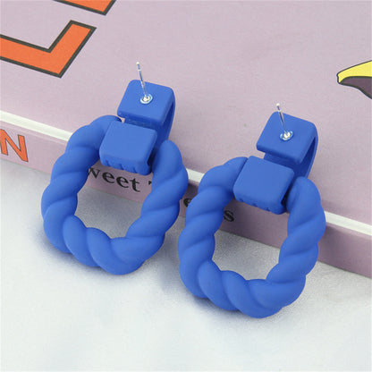 Blue Resin and Silver-Plated Twine Square Drop Earrings, silver drop earrings for women, botanical inspired, detail close-up