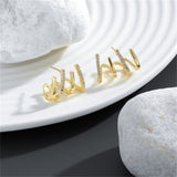 Cubic Zirconia & 18k Gold-Plated Pavé Prong Stud Earrings