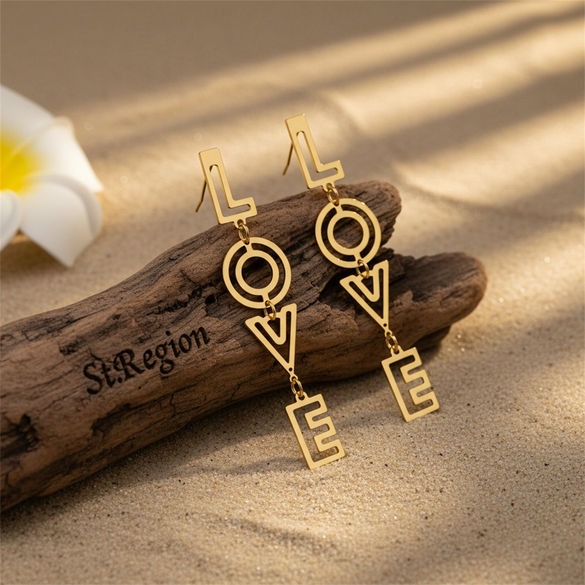18K Gold-Plated 'Love' Openwork Drop Earrings - Street Region