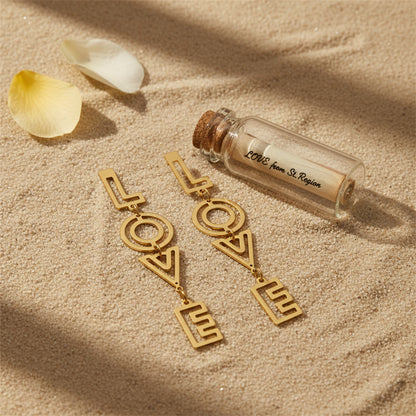 18K Gold-Plated 'Love' Openwork Drop Earrings - Street Region