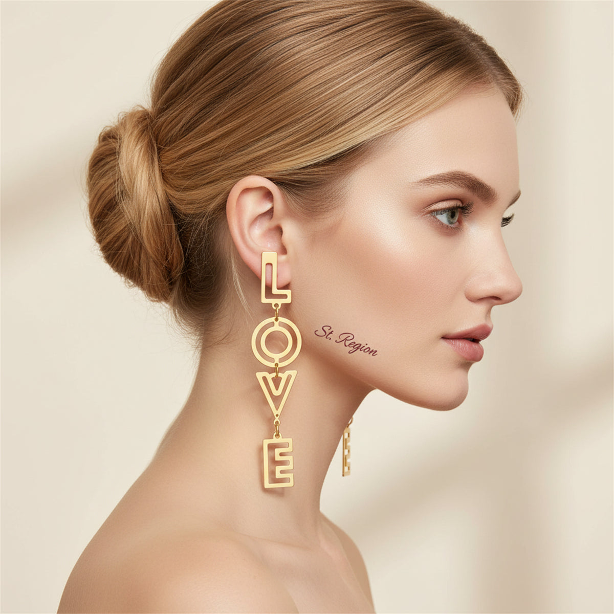 18K Gold-Plated 'Love' Openwork Drop Earrings - Street Region