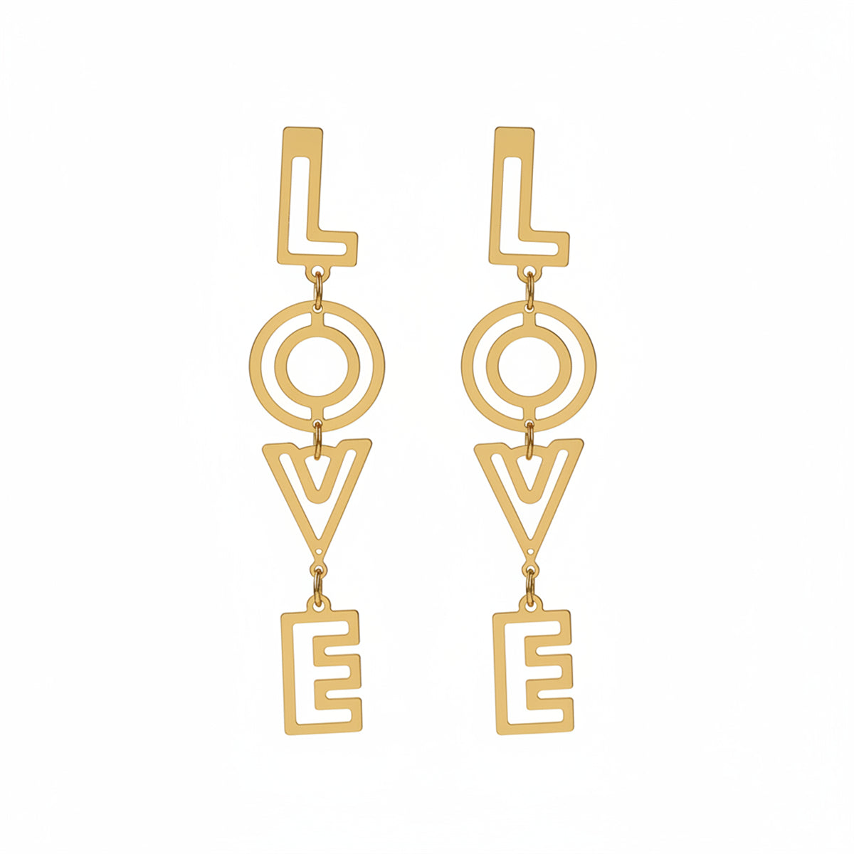 18K Gold-Plated 'Love' Openwork Drop Earrings - Street Region