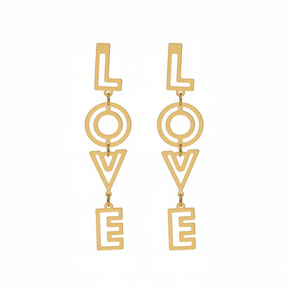 18K Gold-Plated 'Love' Openwork Drop Earrings - Street Region
