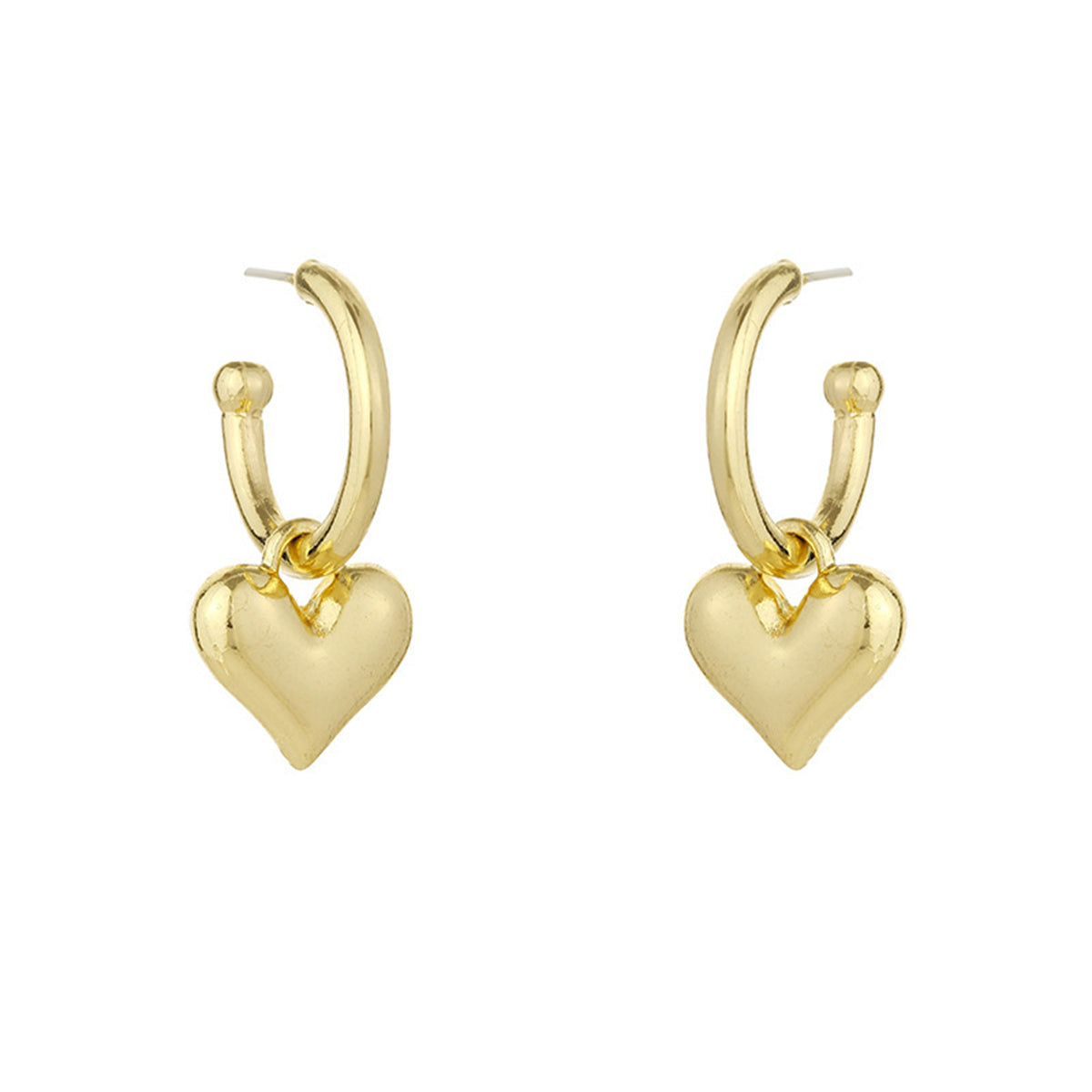18K Gold-Plated Heart Huggie Earrings, gold huggie earrings, vintage-inspired design, lifestyle look