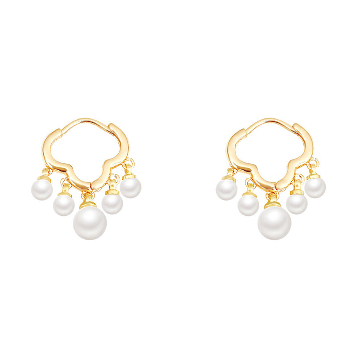Pearl and 18K Gold-Plated Cloud Tassel Drop Earrings, gold drop earrings for women, vintage-inspired design, side view