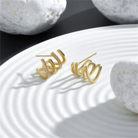 Cubic Zirconia & 18k Gold-Plated Pavé Prong Stud Earrings