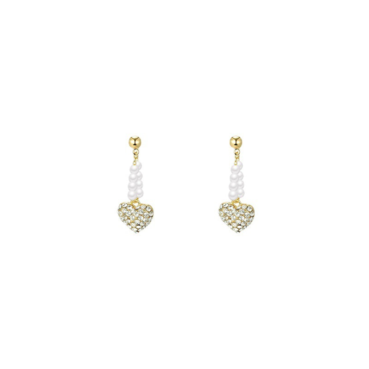 Cubic Zirconia & Pearl Heart Ear Jackets