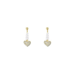 Cubic Zirconia & Pearl Heart Ear Jackets