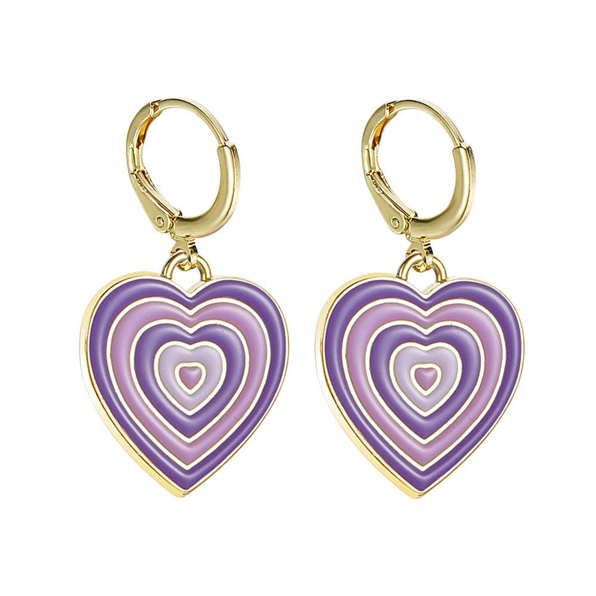 Blue & Purple Enamel 18K Gold-Plated Halo Heart Drop Earrings