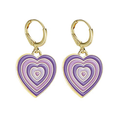 Blue & Purple Enamel 18K Gold-Plated Halo Heart Drop Earrings