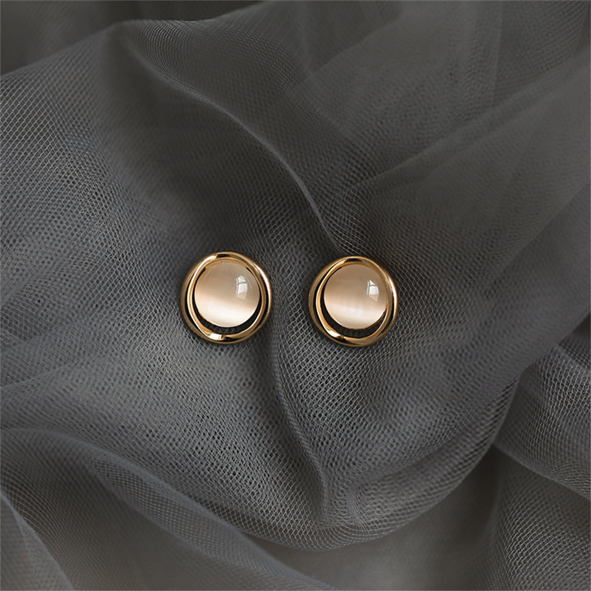 Cats Eye & 18K Gold-Plated Round Stud Earrings