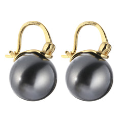 Gray Pearl & 18K Gold-Plated Huggie Earrings
