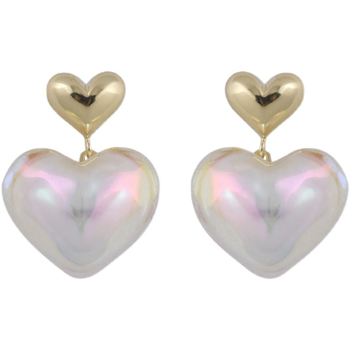 Pearl and 18K Gold-Plated Heart Drop Earrings, gold drop earrings for women, dainty minimalist design, styled look