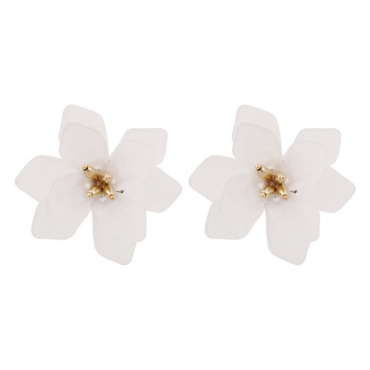 Acrylic and 18K Gold-Plated Floral Stud Earrings, gold stud earrings for women, vintage-inspired design, lifestyle look