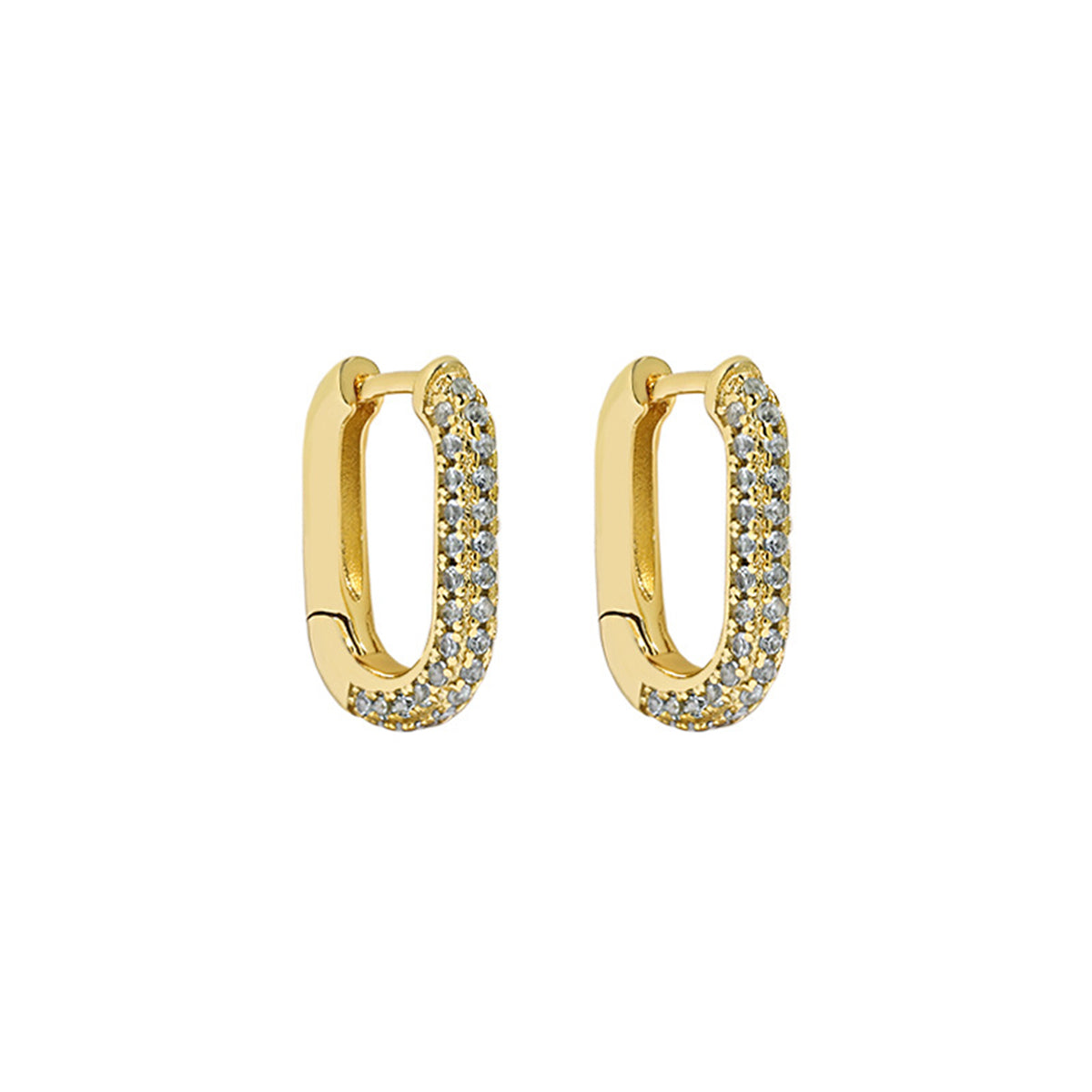Cubic Zirconia & 18K Gold-Plated Square Huggie Earrings