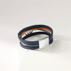 Iridescent Cubic Zirconia & Navy Tree Of Life Stacked Bracelet