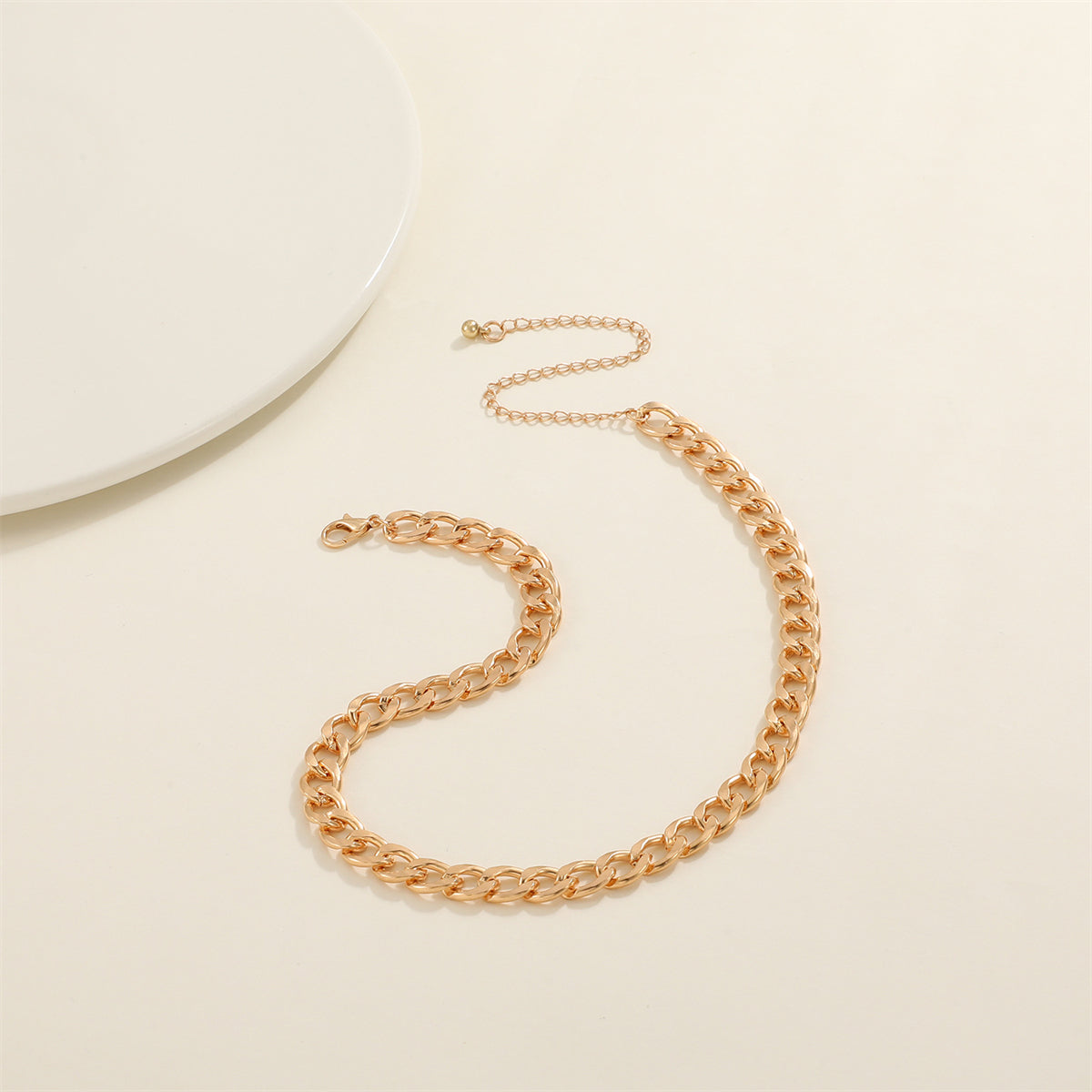 18K Gold-Plated Cuban Chain Necklace, gold pendant necklace for women, elegant gift for her, side view