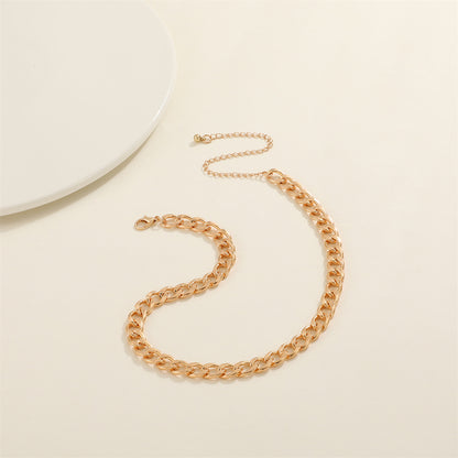 18K Gold-Plated Cuban Chain Necklace, gold pendant necklace for women, elegant gift for her, side view