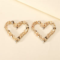 Pink Crystal & Cubic Zirconia Open Heart Statement Stud Earrings