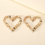 Pink Crystal & Cubic Zirconia Open Heart Statement Stud Earrings