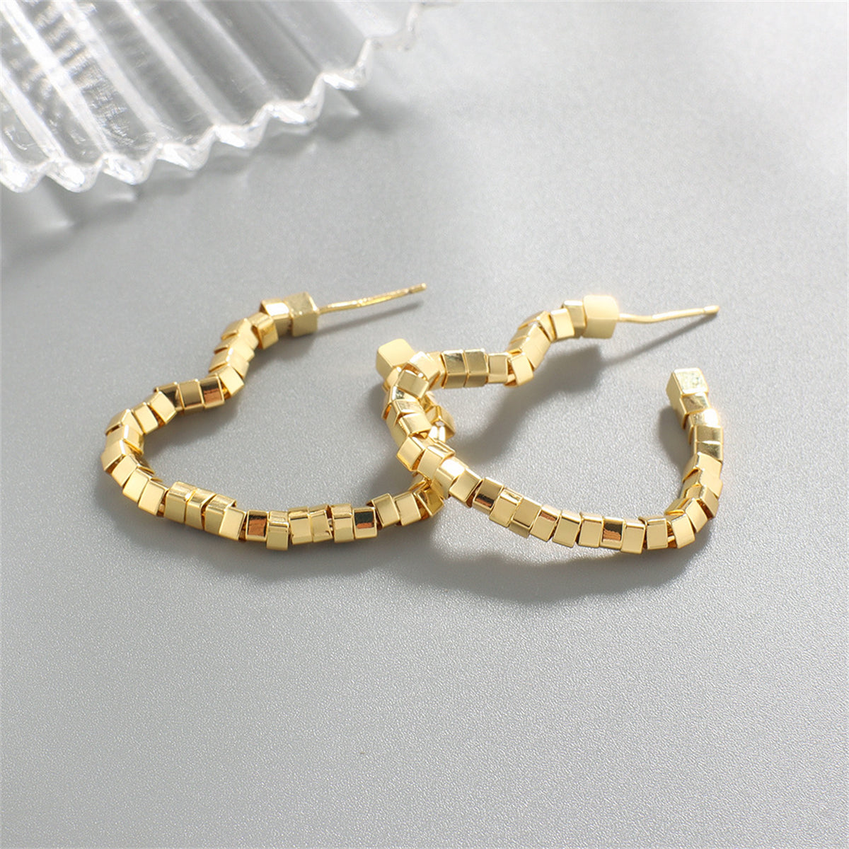 18K Gold-Plated Heart Hoop Earrings, gold drop earrings for women, everyday style, styled look