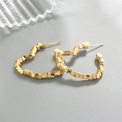 18K Gold-Plated Heart Hoop Earrings, gold drop earrings for women, everyday style, styled look