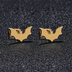 Stunning 18K gold-plated bat earrings, ideal for Halloween celebrations and stylishly spooky accessorizing.