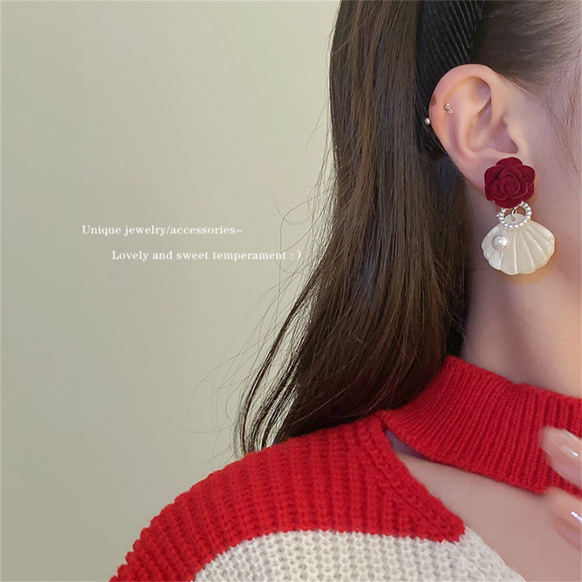 Pearl & Nylon Silver-Plated Rose Shell Drop Earrings