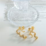 Cubic Zirconia & 18k Gold-Plated Ribbon Spiral Stud Earrings