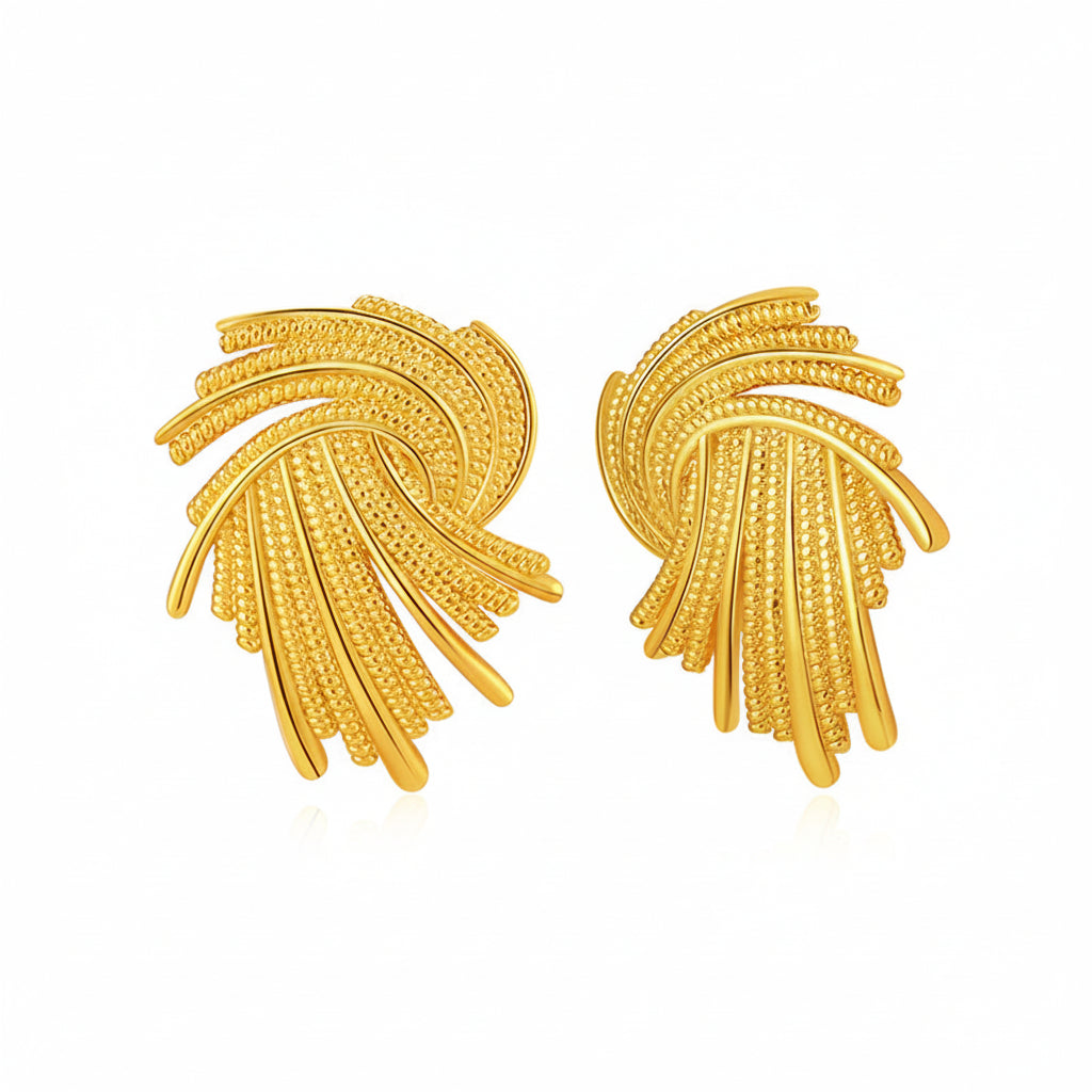18K Gold-Plated Abstract Spiral Milgrain Stud Earrings