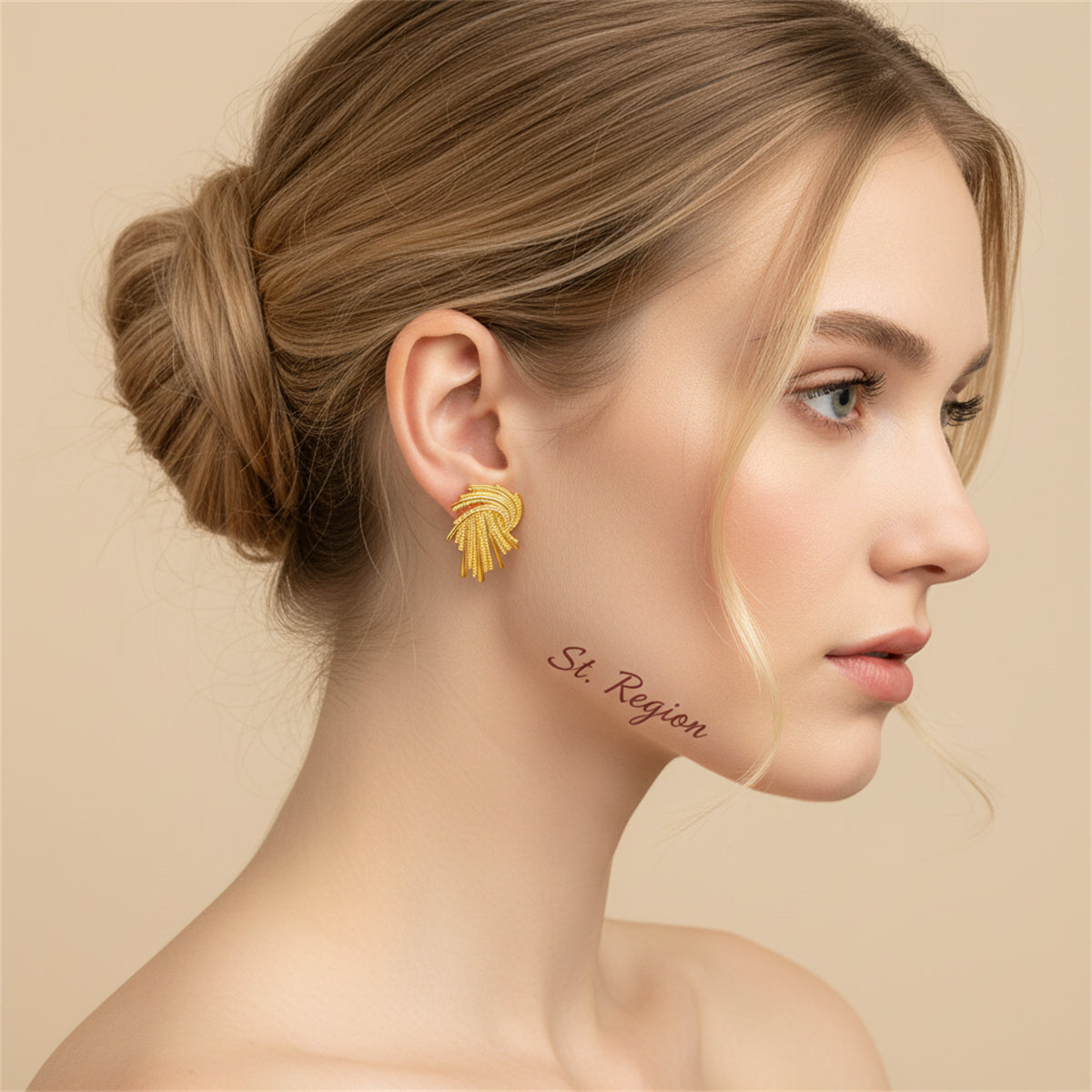 18K Gold-Plated Abstract Spiral Milgrain Stud Earrings - Street Region