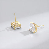 Cubic Zirconia & 18k Gold-Plated Square Stud Earrings