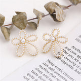Pearl & 18k Gold-Plated Flower Stud Earrings