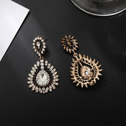 Crystal and Cubic Zirconia 18K Gold-Plated Teardrop Earrings, gold drop earrings for women, lifestyle look