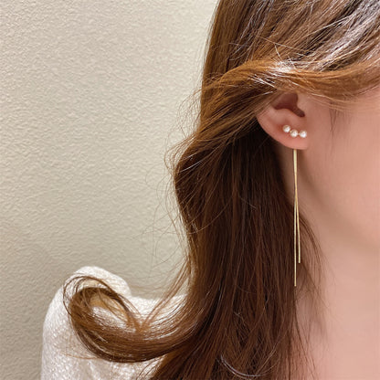 Pearl & 18K Gold-Plated Tassel Ear Jackets