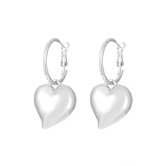 Silver-Plated Heart Huggie Earrings