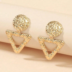 18K Gold-Plated Textured Open Triangle Drop Earrings