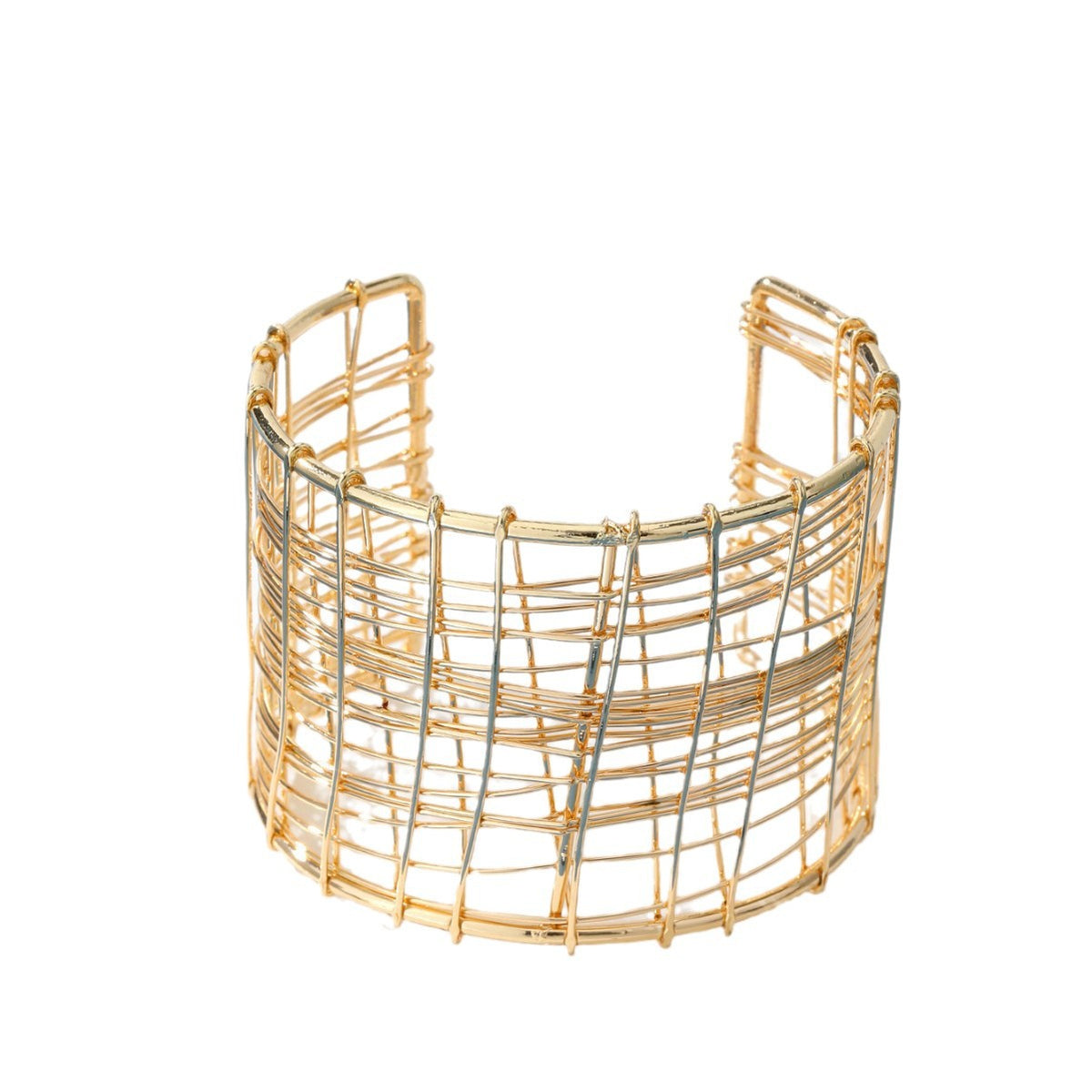 18K Gold-Plated Web Cuff, gold bracelet for women, dainty minimalist design, front view